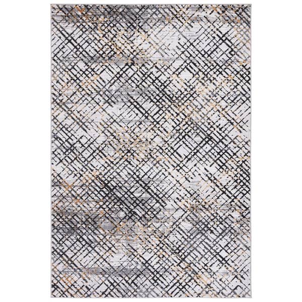 SAFAVIEH Amelia Charcoal/Gold 9 ft. x 12 ft. Abstract Gradient Striped Area Rug