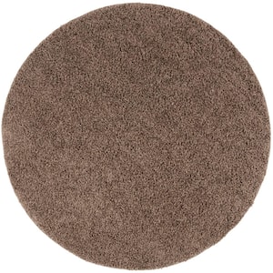 Athens Shag Taupe 7 ft. x 7 ft. Round Solid Area Rug