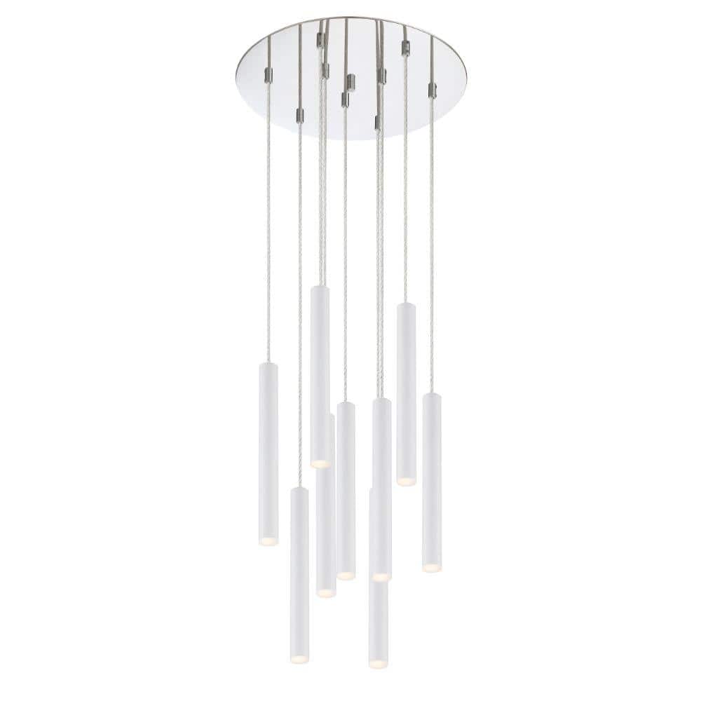 Forest 5 W 9 Light Chrome Integrated LED Shaded Chandelier with Matte White