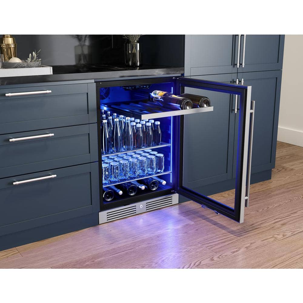 Zephyr Stainless Steel Beverage Cooler with LED Lighting
