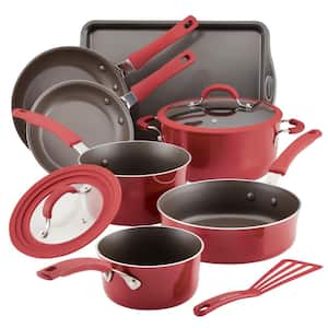 Cook + Create 10-Piece Red Aluminum Nonstick Cookware Set with Lids