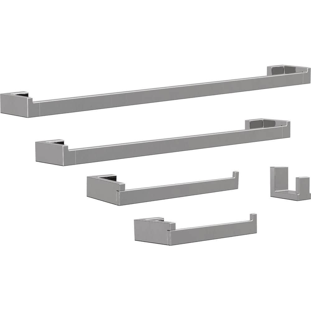 Beaufort 5-Piece Bath Hardware Set 18, 24 in. Towel Bars, Toilet Paper Hold