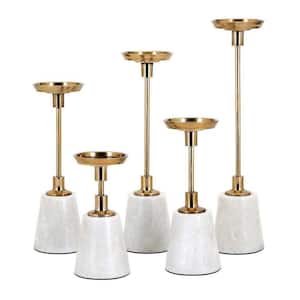 Gold/White Darah Pillar Holders with Marble Base