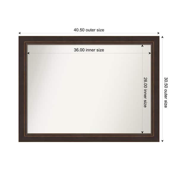 Amanti Art Lara Bronze 40.5 in. W x 30.5 in. H Custom Non-Beveled Wood Framed Bathroom Vanity Wall Mirror