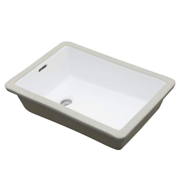 Tatahance 13.75 in. Vertical Undermount Rectangle Bathroom Sink with Overflow Drain in White Ceramic