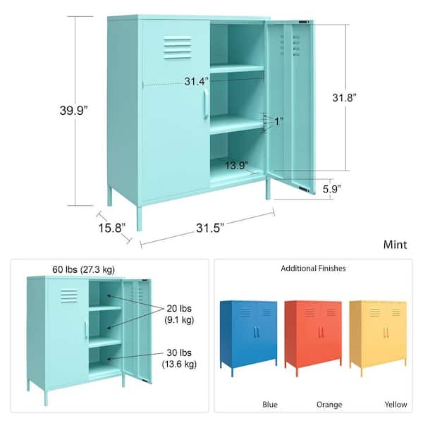 Novogratz Cache Mint 2-Door Metal Locker Storage Cabinet