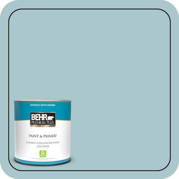 BEHR PREMIUM PLUS 1 qt. #S450-3 Spring Storm Satin Enamel Low Odor Interior Paint & Primer