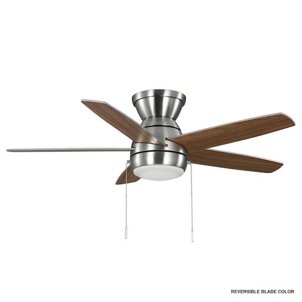 Hampton Bay Riplee 44 in. Indoor Brushed Nickel Hugger Ceiling Fan with Integrated White Color Changing LED Light Kit
