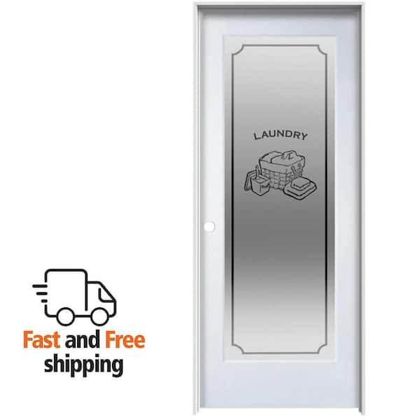 MMI DOOR Laundry 30 in. x 80 in. Right Hand Full Lite Frosted