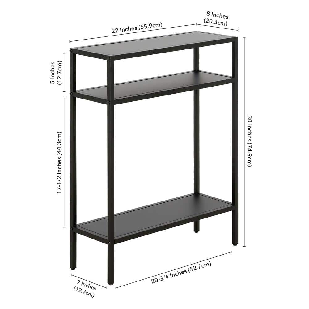 Ricardo Compact Blackened Bronze Console Table with Metal Shelves
