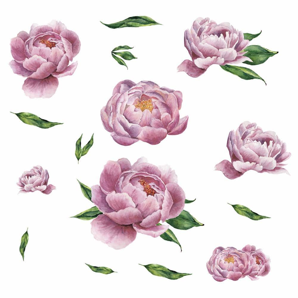 Large Pink Peony Peel and Stick Wall Decals