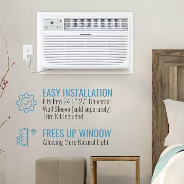 10,000 BTU (DOE) 230-Volt Through-the-Wall Air Conditioner Cools 450 sq. ft. with Remote Control in White