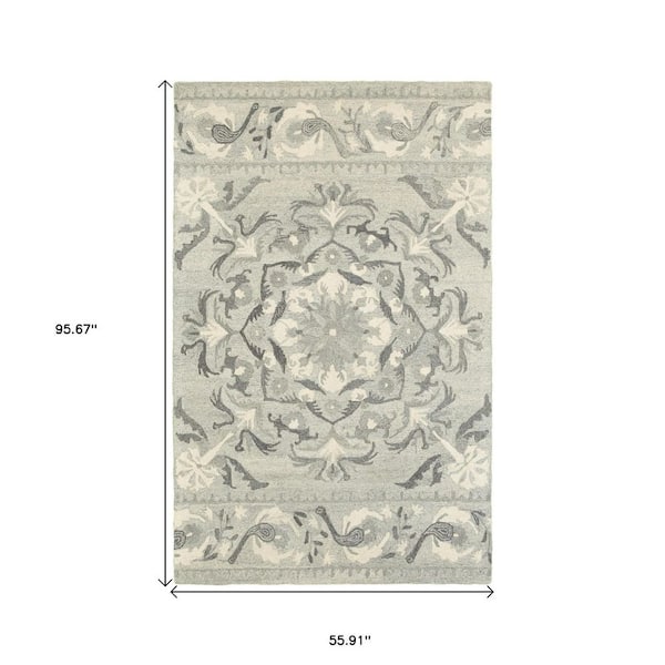 5 ft. x 8 ft. Multi-Colored Wool Floral Hand Tufted Area Rug