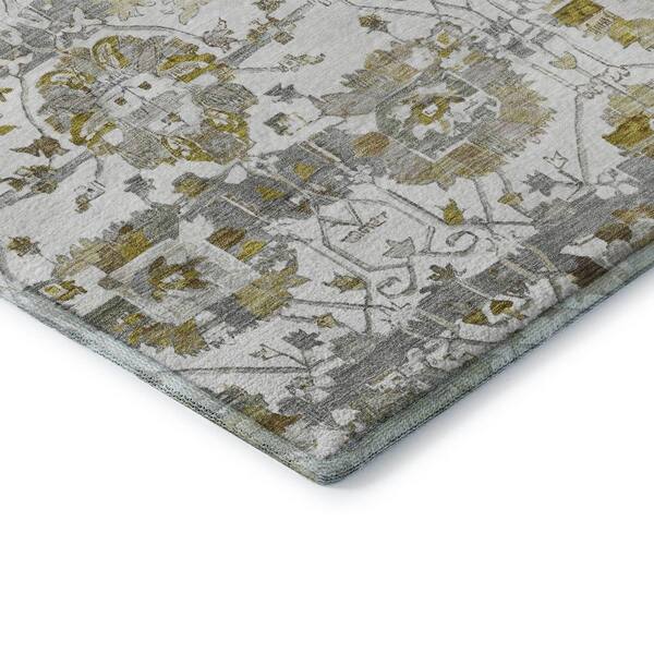 Mayfield Premium Machine Washable Abstract AMF1732 Linen 3 ft. x 5 ft. Area Rug