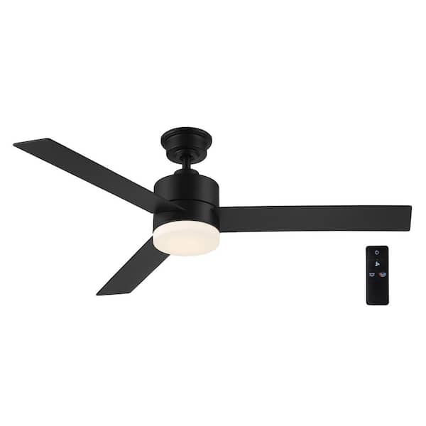 Hampton Bay Madison 52 in. Indoor Matte Black Ceiling Fan with Adjustable White Integrated LED with Remote Included