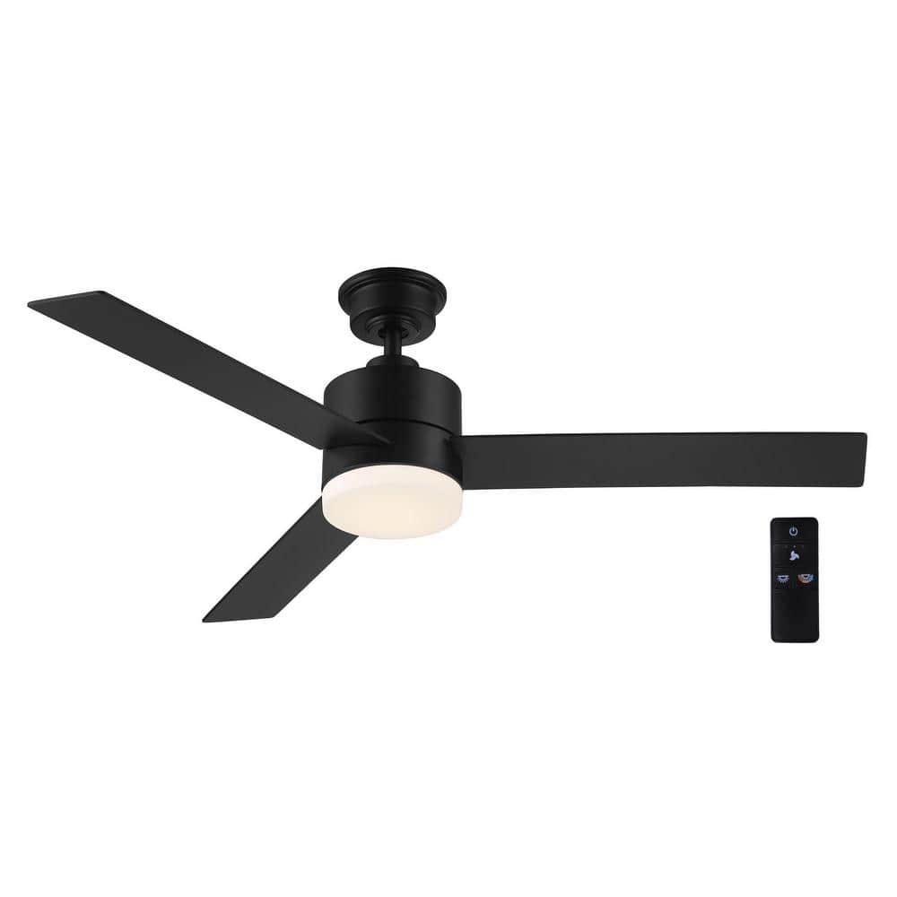 Hampton Bay Madison 52 in. Integrated LED Indoor Matte Black Ceiling Fan with Light and Remote with Color Changing Technology