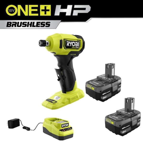 RYOBI ONE+ 18V Lithium-Ion 4.0 Ah Compact Battery (2-Pack) and Charger Kit with ONE+ HP Brushless Die Grinder