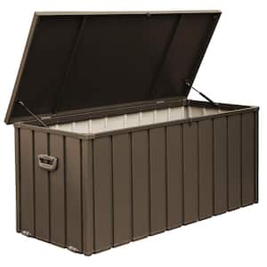 120 Gal. Dark Brown Outdoor Storage Deck Box Waterproof, Large Patio Storage Bin
