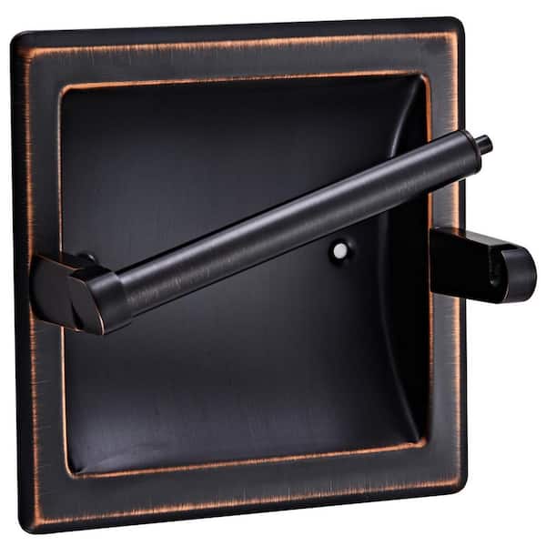 Wudkey Wall-Mount Recessed Toilet Paper Holder in Oil Rubbed Bronze, Stainless Steel Pivoting in Wall Toilet Paper Holder