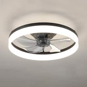 20 in. LED Indoor Black Smart Ceiling Fan with Light and Remote, Flush Mount Fan Light with APP and Dimmable Lighting