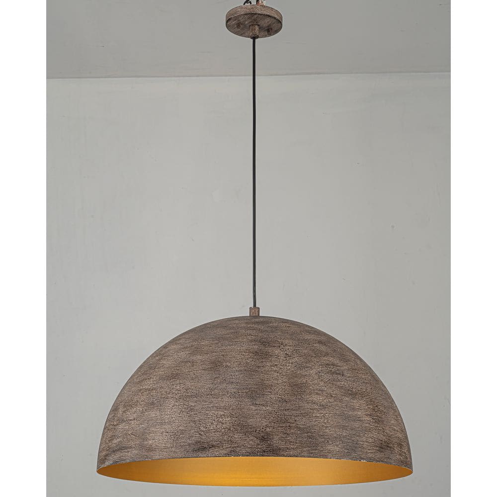 24 in. 1-Light Vintage Distressed Wood-Grain Dome Pendant Light with Metal Shade for Dining Room, Bar, Entryway price history on PriceWatchPro