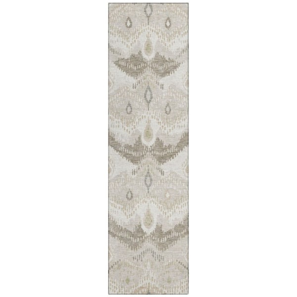 Chantille Machine Washable Indoor/Outdoor Abstract ACN3074 Linen 2 ft. x 7 ft. Runner Rug