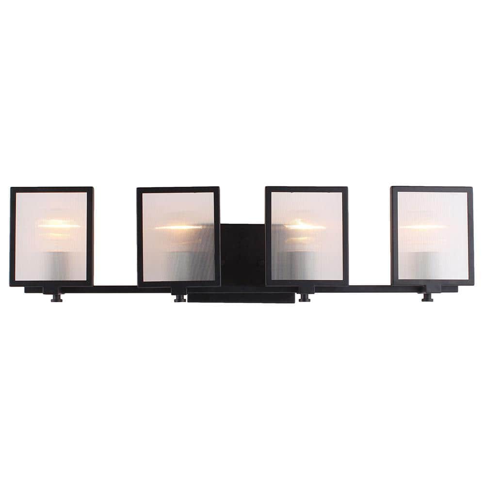 203731A-Eglo Lighting-Henessy - Four Light Bath Vanity  Black/Brushed Nickel Finish