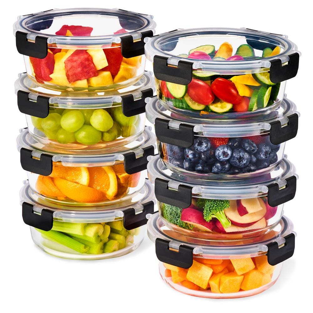 Glass Meal Prep Containers with Airtight Lids, 8-Pack Dishwasher, Oven and,