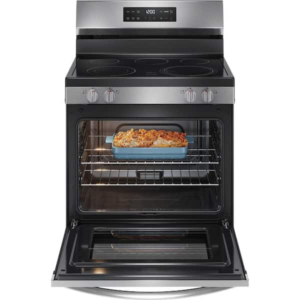30 in. 5 Element Freestanding Electric Range in Stainless Steel with EvenTemp and Steam Clean