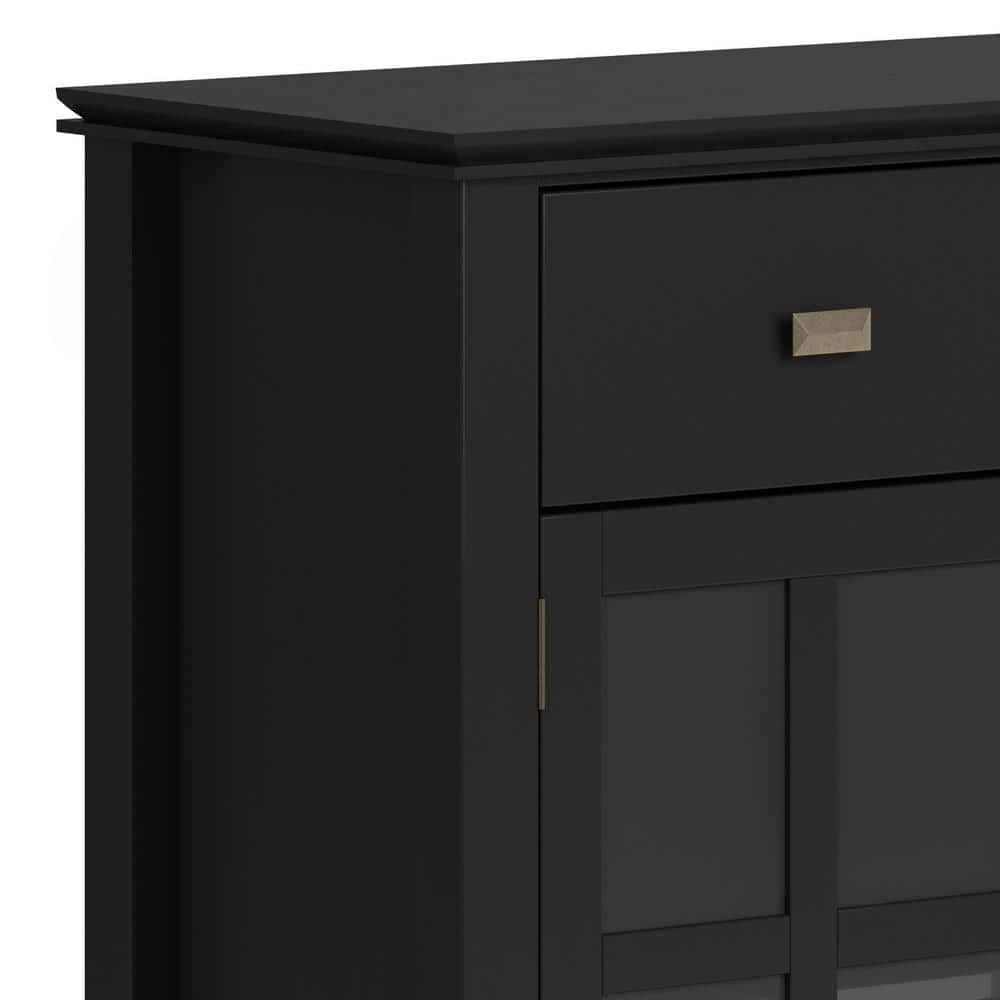 Artisan Solid Wood Sideboard Buffet in Black with Adjustable Shelves
