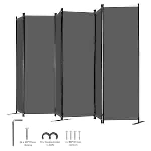 6 Panel Room Divider, Folding Privacy Screen, Freestanding Partition for Office, Bedroom, Study, Grey, Iron and Fabric