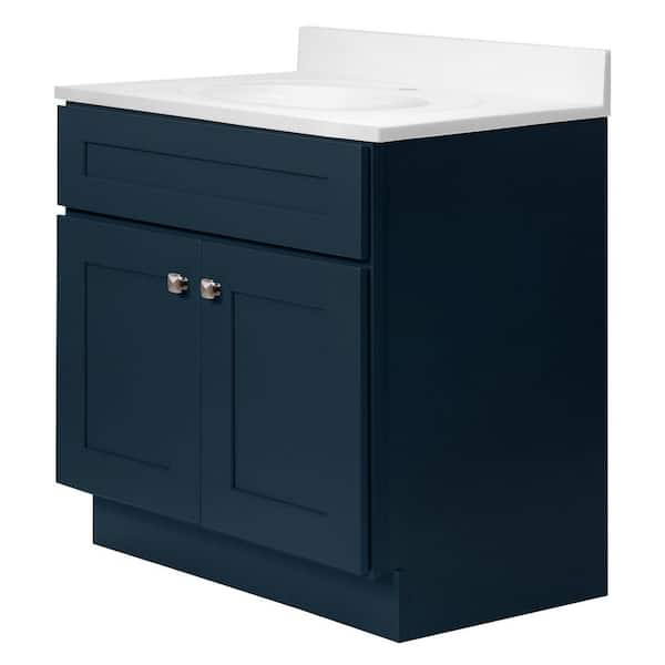 Brookings 31 in. W 1 Sink Bath Vanity in Dark Night with White Cultured Marble Single Hole Top Assembled