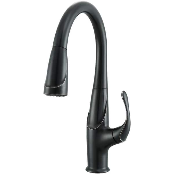 Ancona Eliya Single-Handle Pull-Down Sprayer Kitchen Faucet with Deckplate in Oil Rubbed Bronze
