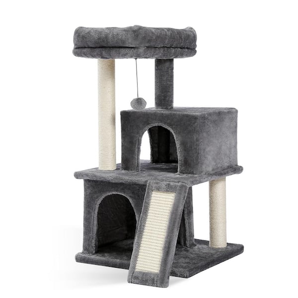 cenadinz Medium 34 in. Multilevel Plush Double Condos Cat Tree