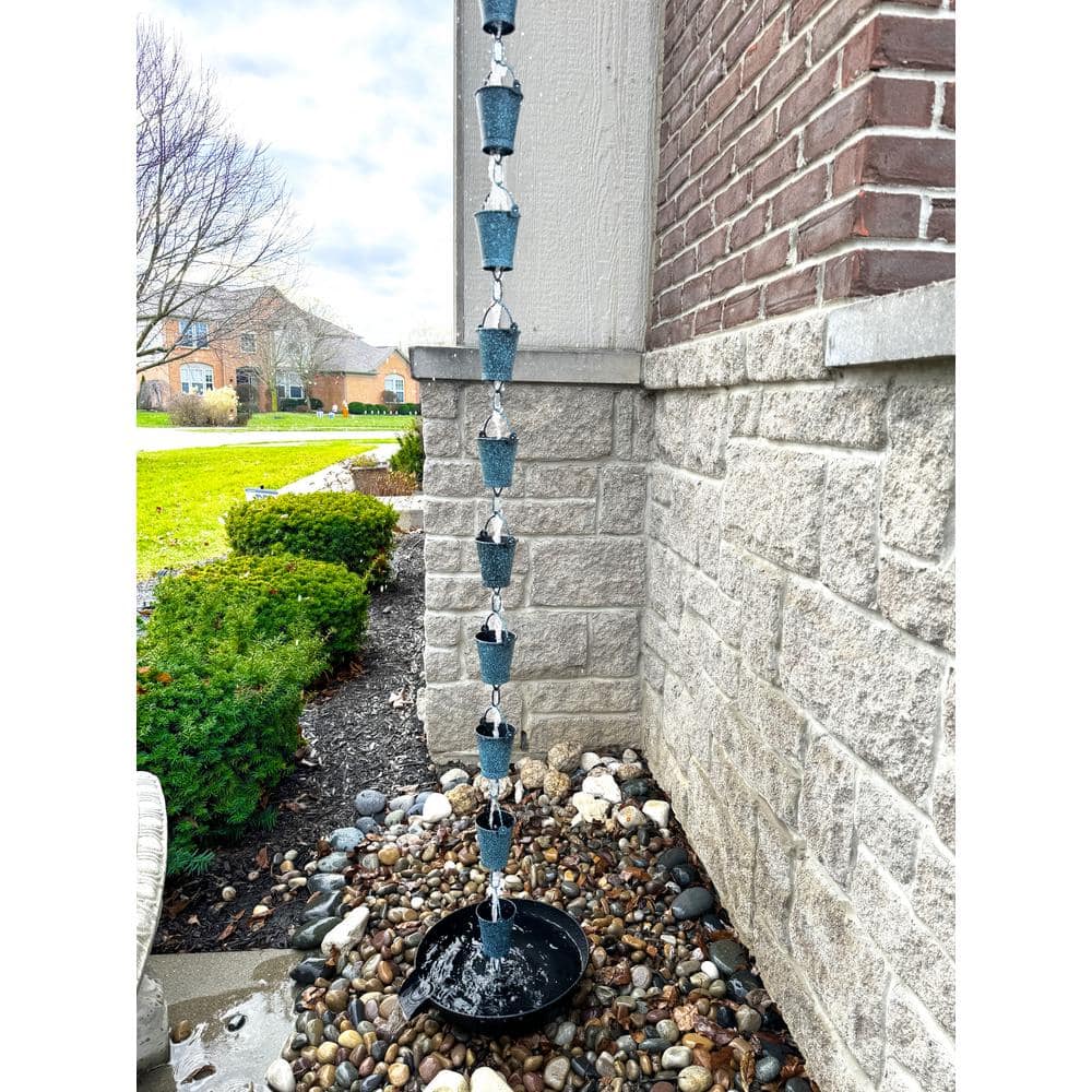 8.5 FT Black and Blue Metal Farmhouse Rain Chain