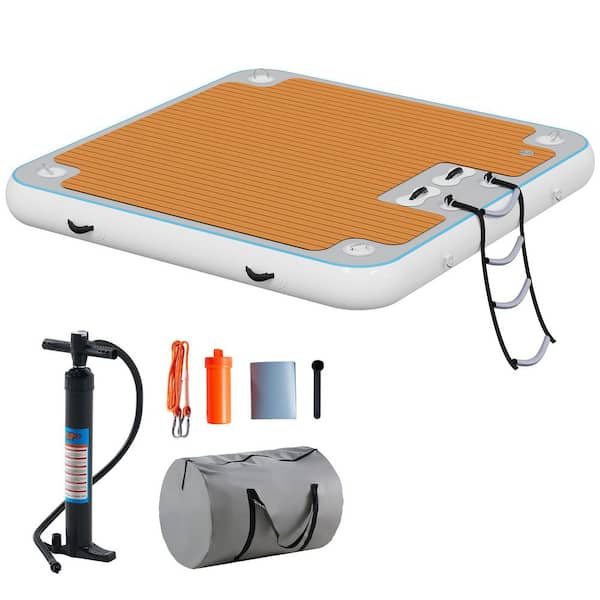 7ft. x 7ft. Inflatable Floating Dock with Rope Ladder, Non-Slip EVA Platform