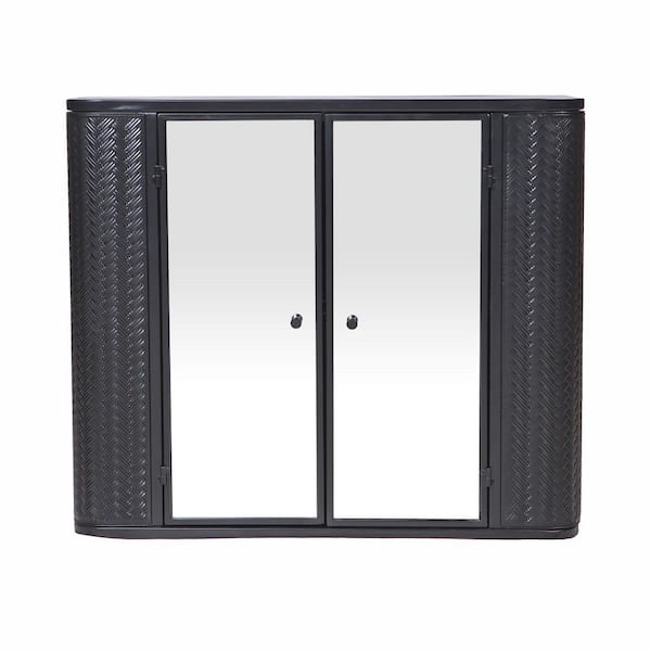 27.55 in. W x 23.62 in. H Rectangular Steel Surface Mount Medicine Cabinet with Mirror in Black