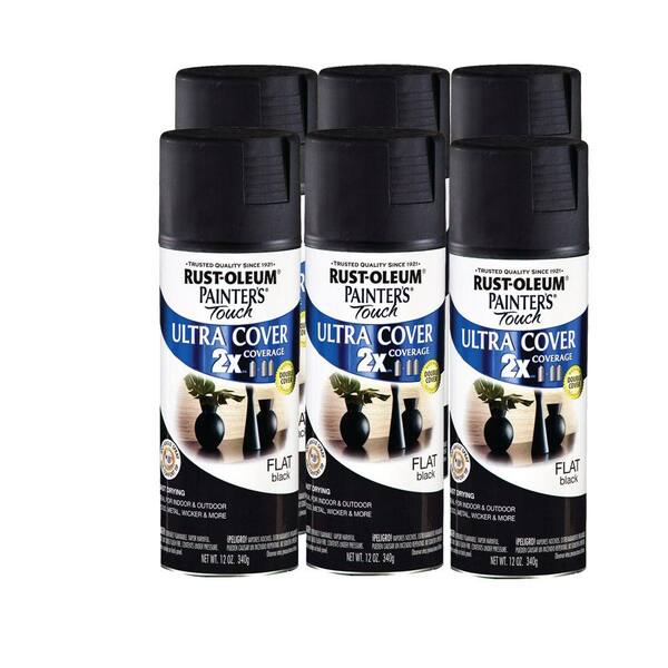 Rust-Oleum 12 oz Flat Black Painters Touch (6-Pack)-DISCONTINUED
