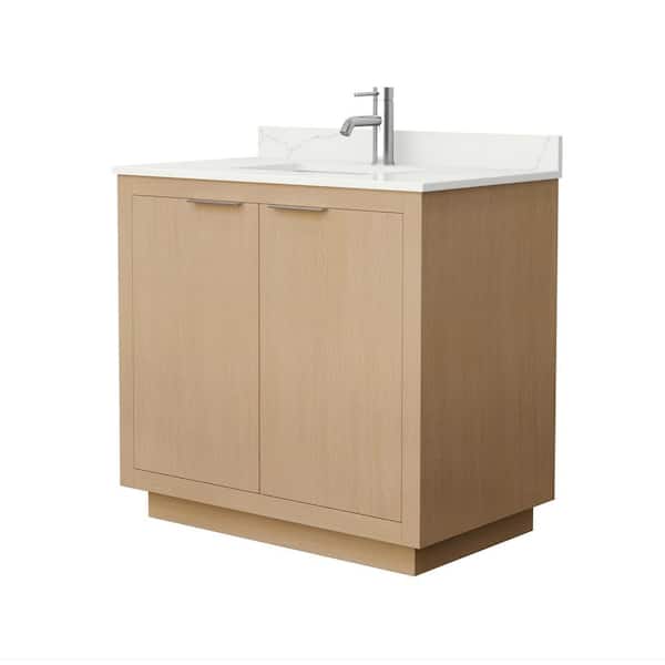 Wyndham Collection Maroni 36 in. W x 22 in. D x 33.75 in. H Single Bath Vanity in Light Straw with Giotto Quartz Top