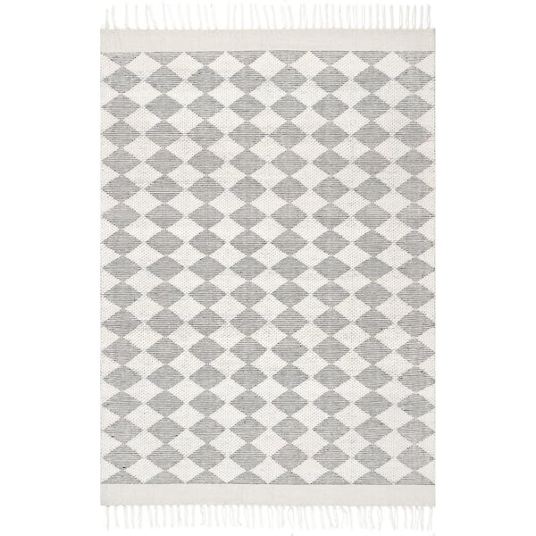 RUGS USA Fractal Diamond Wool Grey 6 ft. x 9 ft. Area Rug