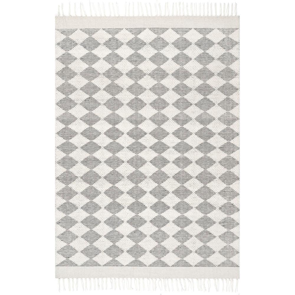 Handmade Gray Diamond Wool and Synthetic 8' x 10' Area Rug
