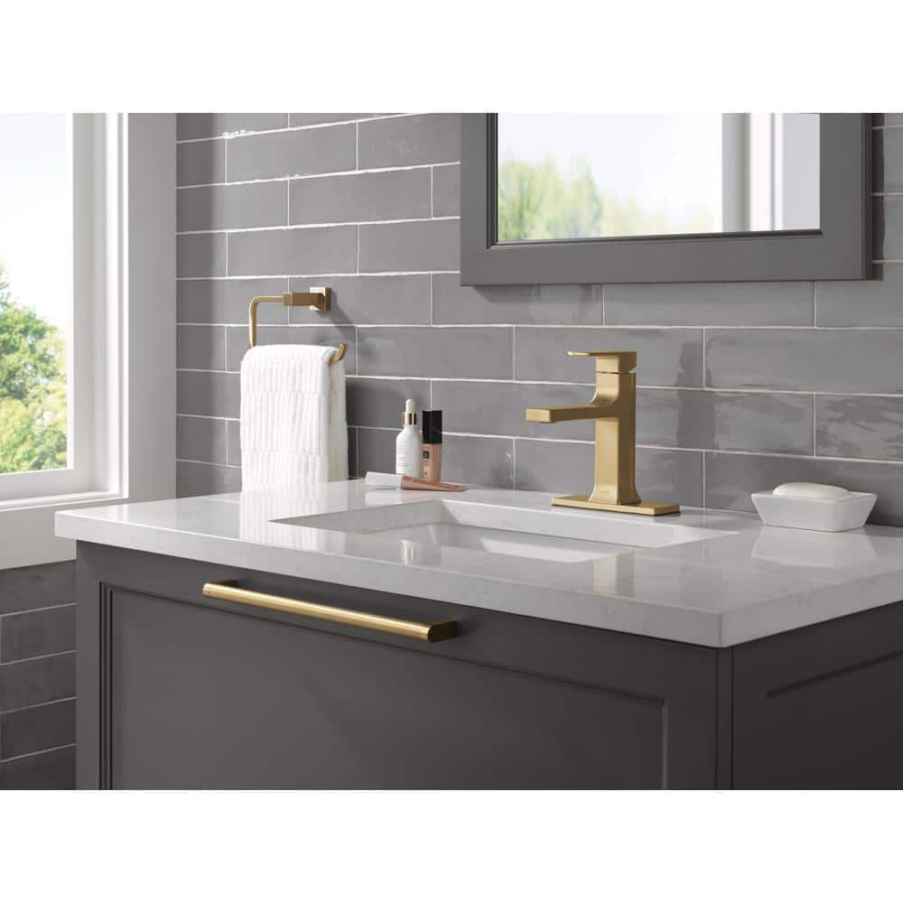 Champagne Bronze Single Handle Bathroom Faucet with Drain Assembly