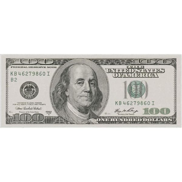 Money Dollar Front 2006A Novelty Printed Green 3 ft. 3 in. x 7 ft. 10 in. Runner Area Rug