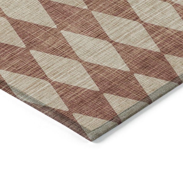 Orange, Copper 3 ft. x 5 ft. Woven Geometric Polyester Rectangle Indoor / Outdoor Area Rug