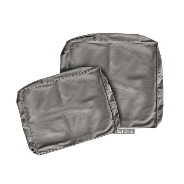 BLISSWALK 24 in. x 24 in. and 18 in. x 24 in. Gray Outdoor Slipcover Set Seat Plus Back for Lounge Chair, Deep Seat Chair Cushions