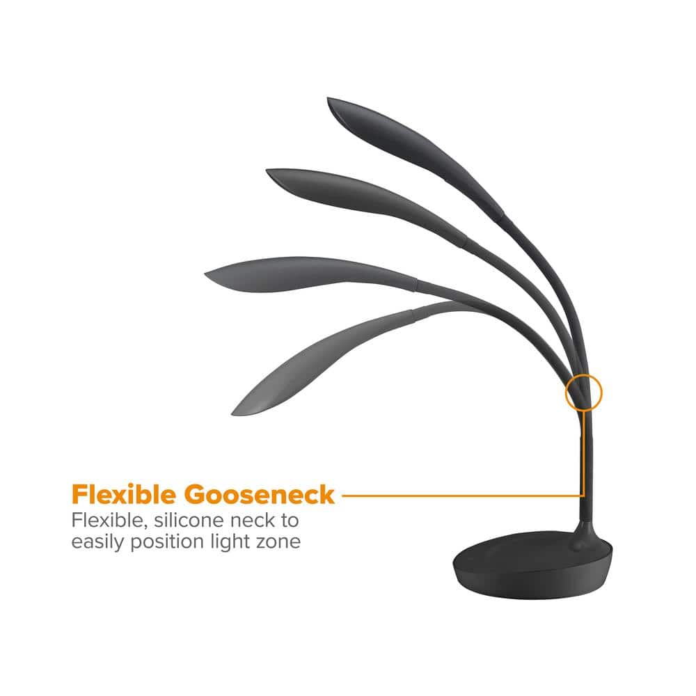Black Adjustable Gooseneck LED Desk Lamp with USB Port