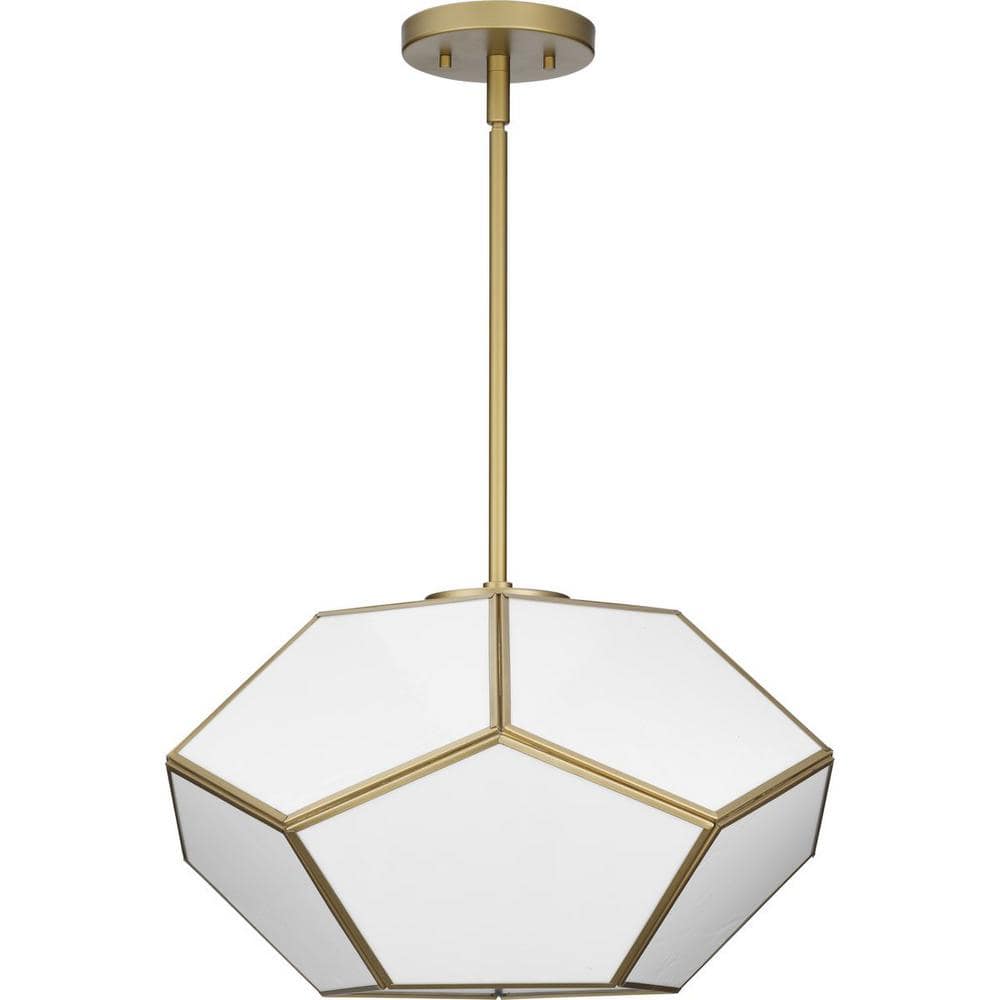 Latham Vintage Gold Geometric Glass Flush Mount Light