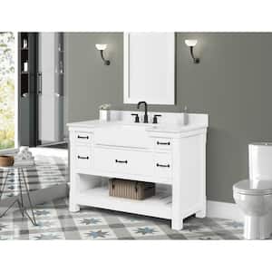 Wellford 49 in. W x 22 in. D x 34.50 in. H Bath Vanity in White with Engineered Stone Vanity Top in White with Basin