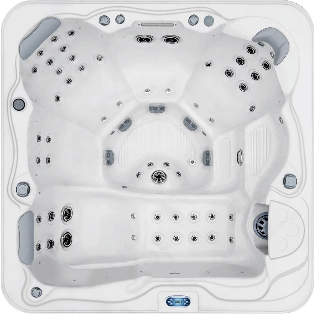 Gloss White and Grey 5-Person Rectangle Electric Hot Tub