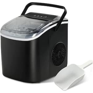 8.74 in. 26 lb. Self-Clean Portable Ice Maker Machine in Black with Scoop and Basket